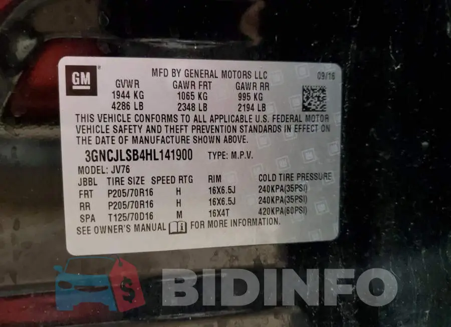 3GNCJLSB4HL141900 Photo# 13