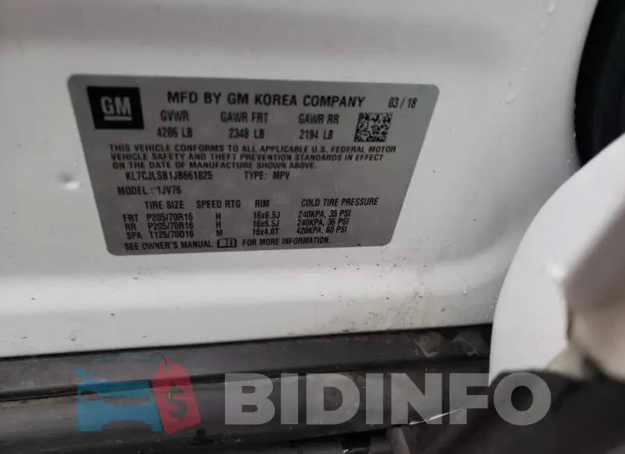 KL7CJLSB1JB661825 Photo# 13