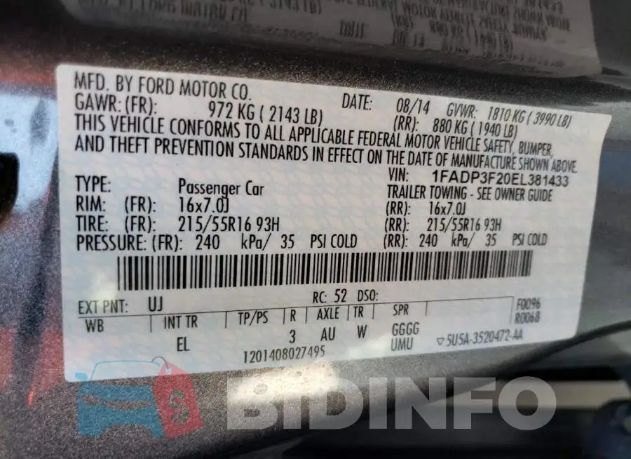 1FADP3F20EL381433 Photo# 12