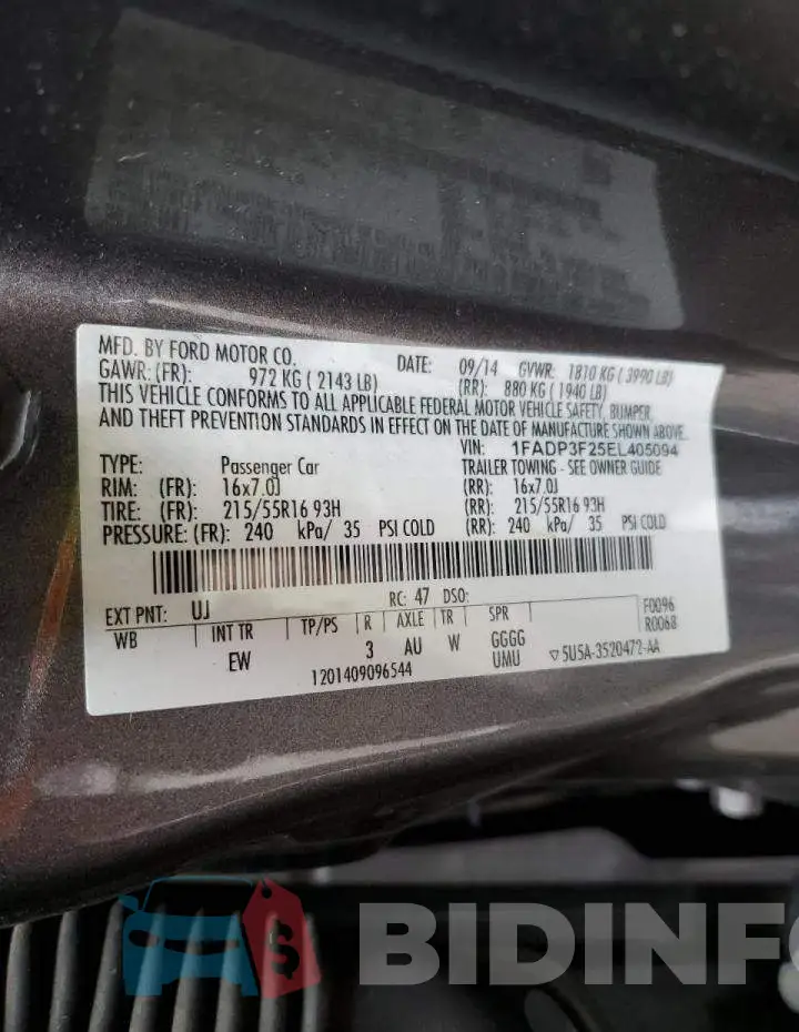 1FADP3F25EL405094 Photo# 12