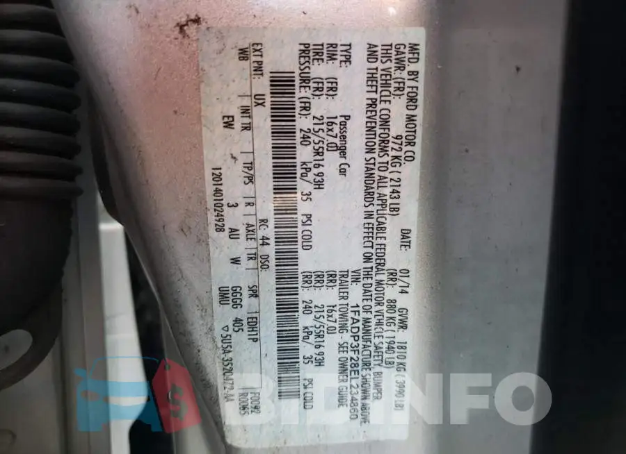 1FADP3F28EL234860 Photo# 10