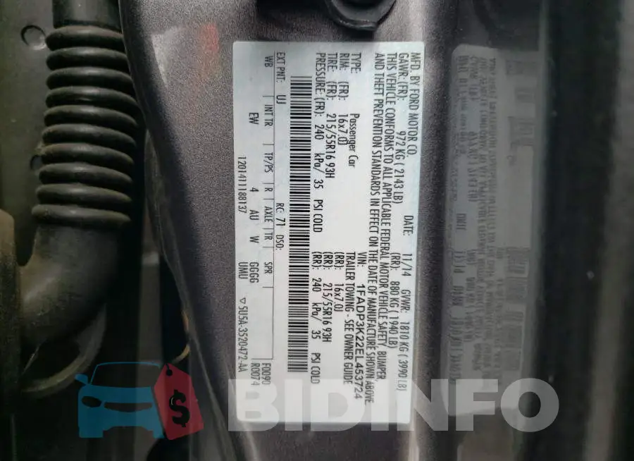 1FADP3K22EL453724 Photo# 13