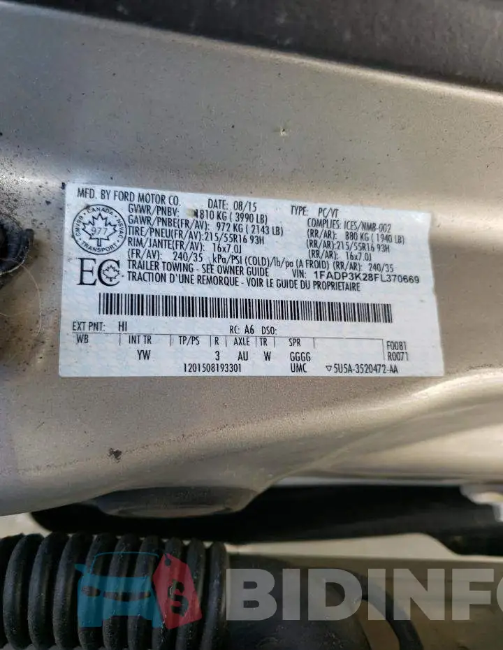 1FADP3K28FL370669 Photo# 12