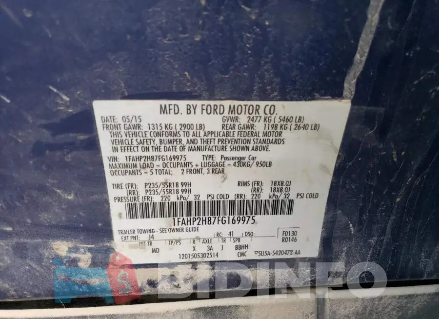 1FAHP2H87FG169975 Photo# 10
