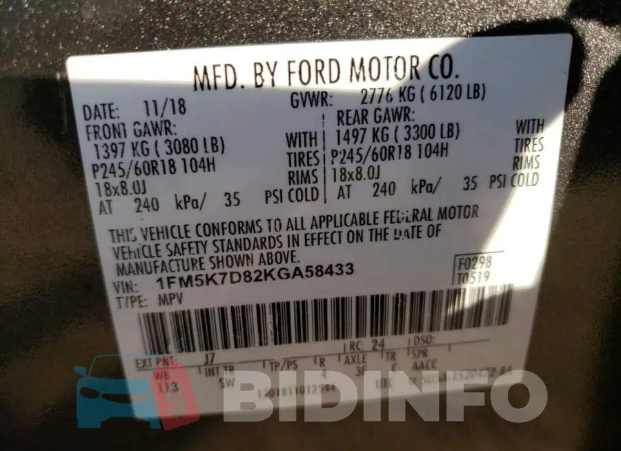 1FM5K7D82KGA58433 Photo# 13