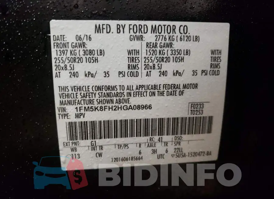 1FM5K8FH2HGA08966 Photo# 13