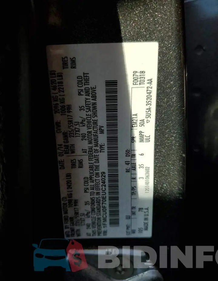 1FMCU0F70EUC24029 Photo# 12