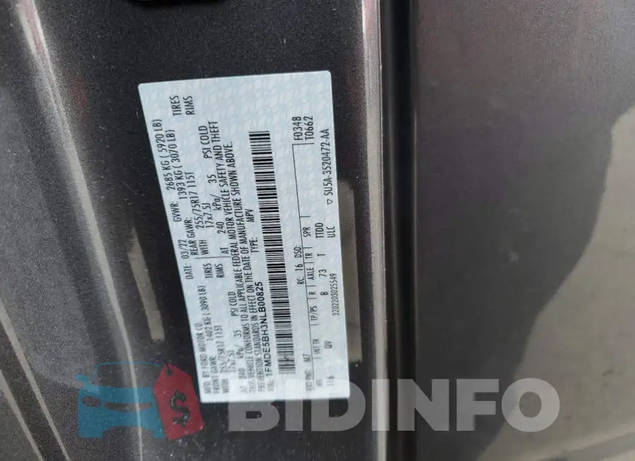 1FMDE5BH3NLB00825 Photo# 13