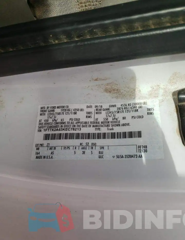 1FT7X2A63KEC78213 Photo# 10