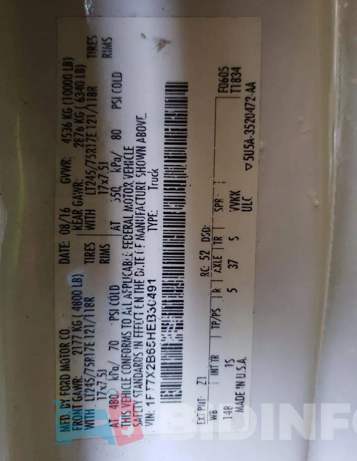1FT7X2B65HEB30491 Photo# 12