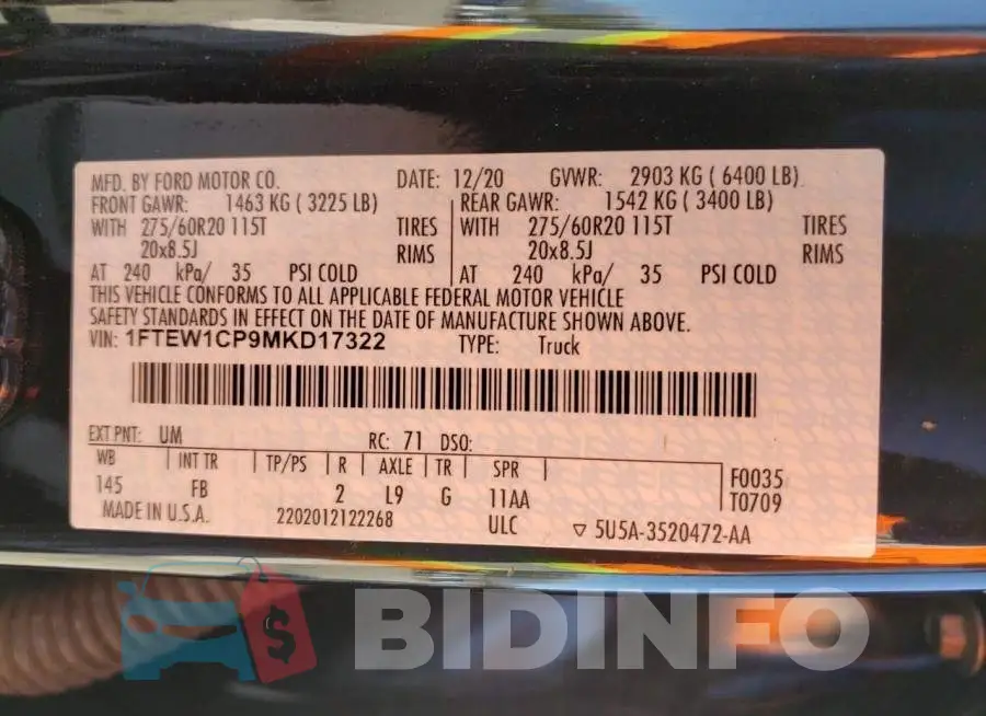 1FTEW1CP9MKD17322 Photo# 12