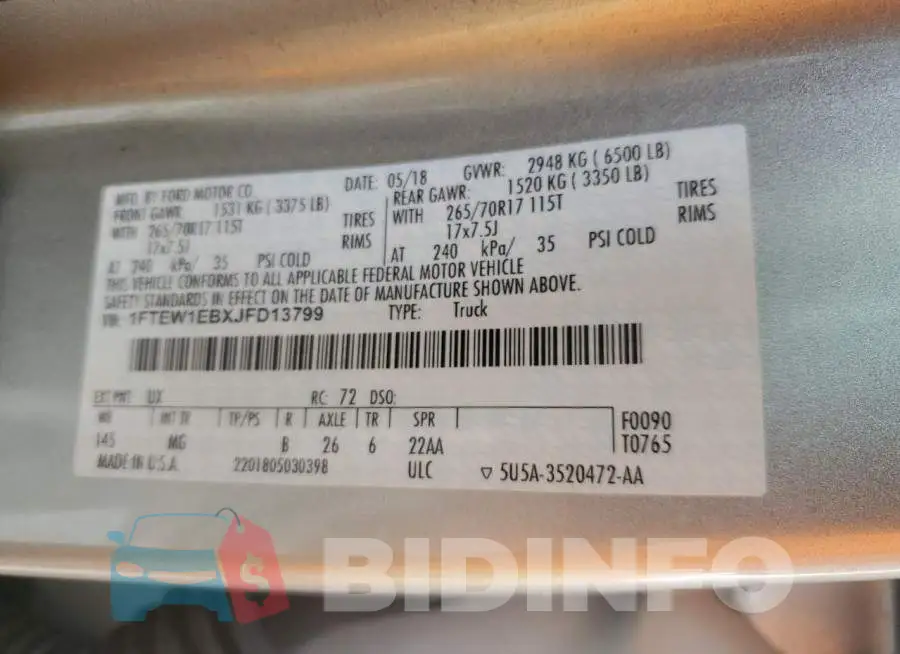 1FTEW1EBXJFD13799 Photo# 12