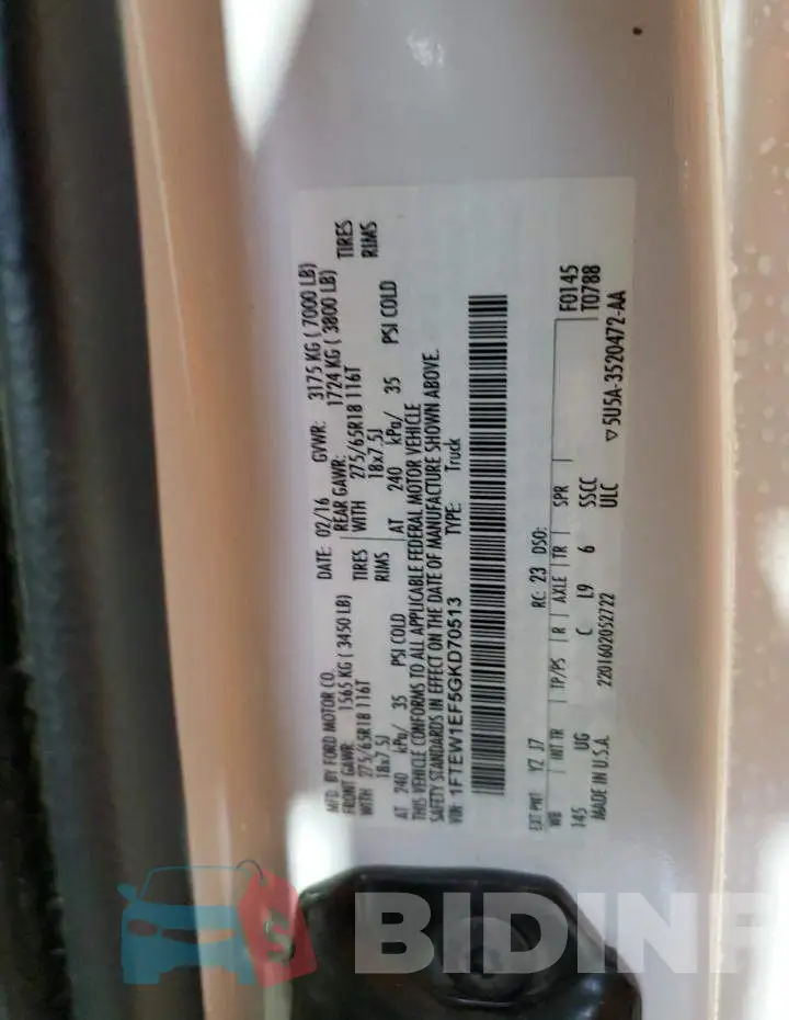 1FTEW1EF5GKD70513 Photo# 12