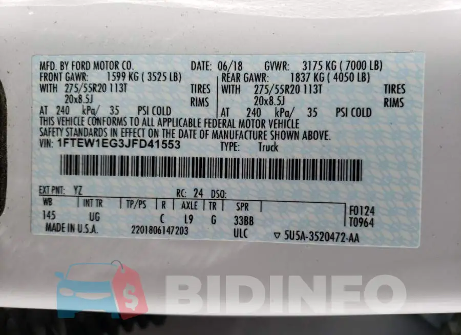1FTEW1EG3JFD41553 Photo# 12