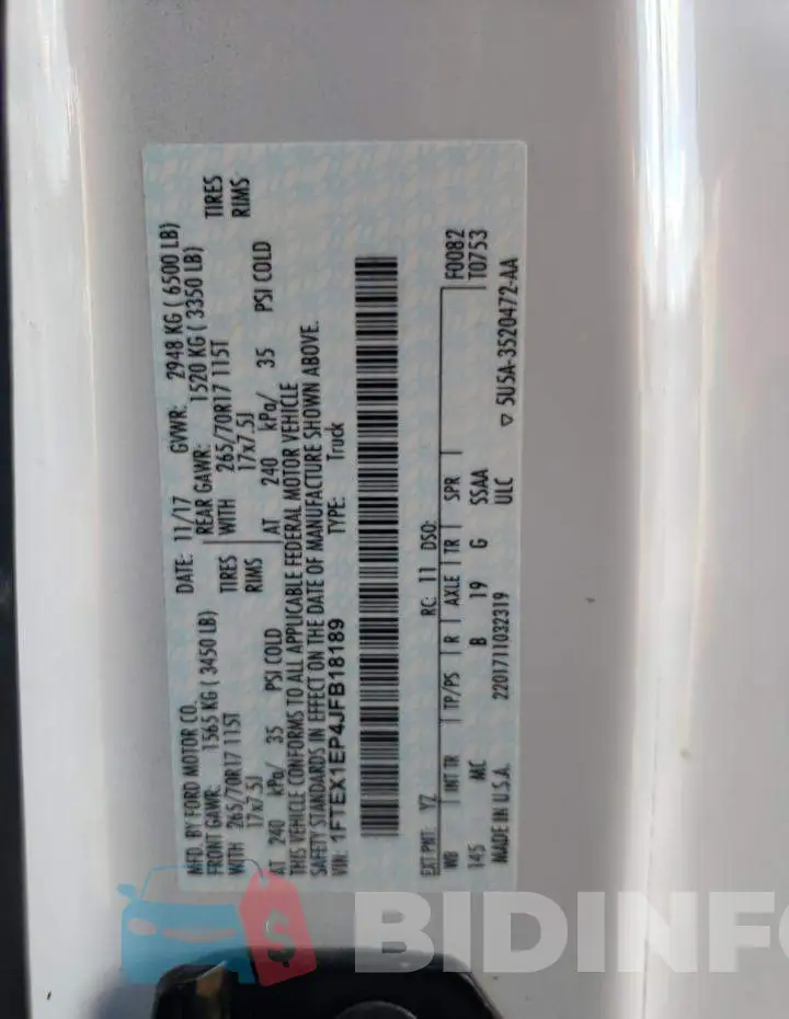 1FTEX1EP4JFB18189 Photo# 13