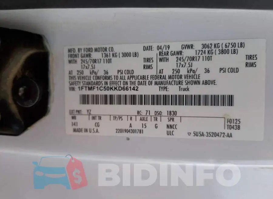 1FTMF1C50KKD66142 Photo# 13