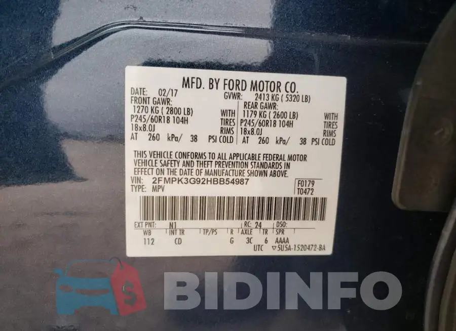 2FMPK3G92HBB54987 Photo# 13