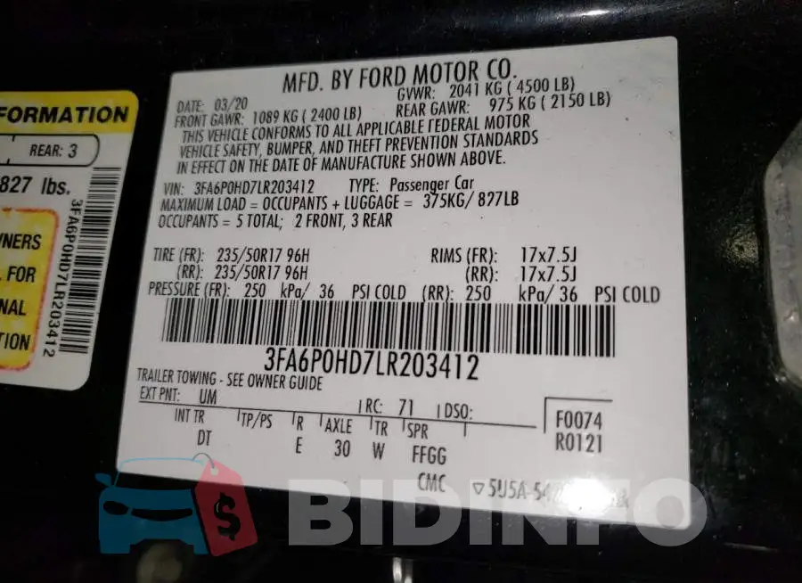 3FA6P0HD7LR203412 Photo# 12