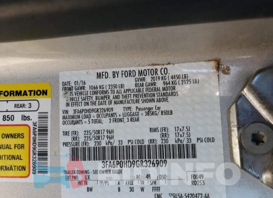 3FA6P0HD9GR326909 Photo# 12