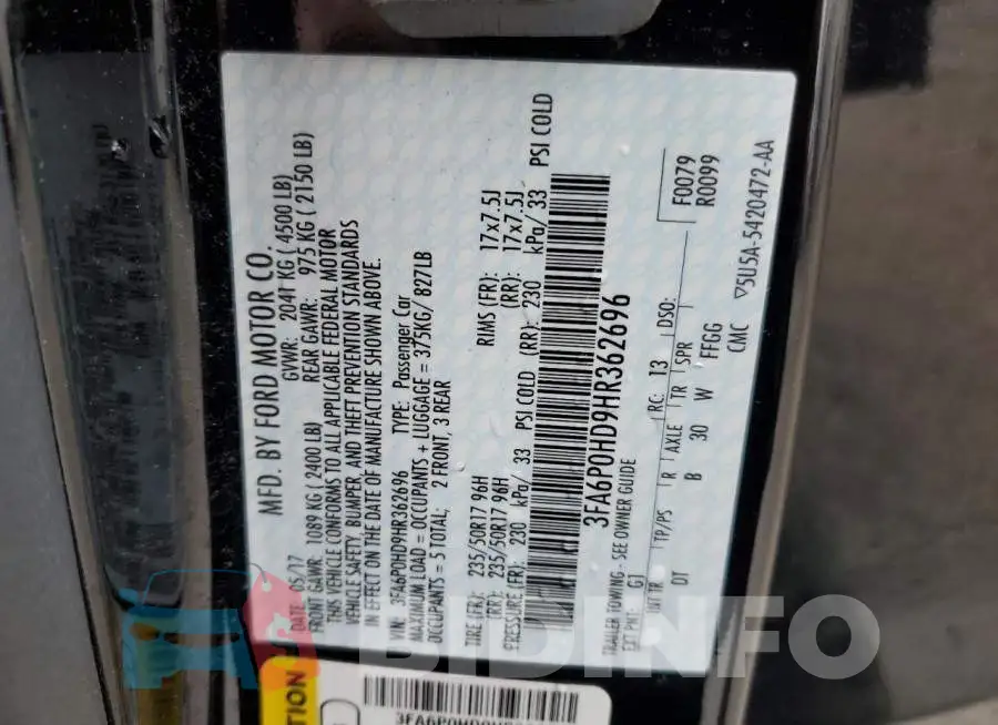 3FA6P0HD9HR362696 Photo# 12