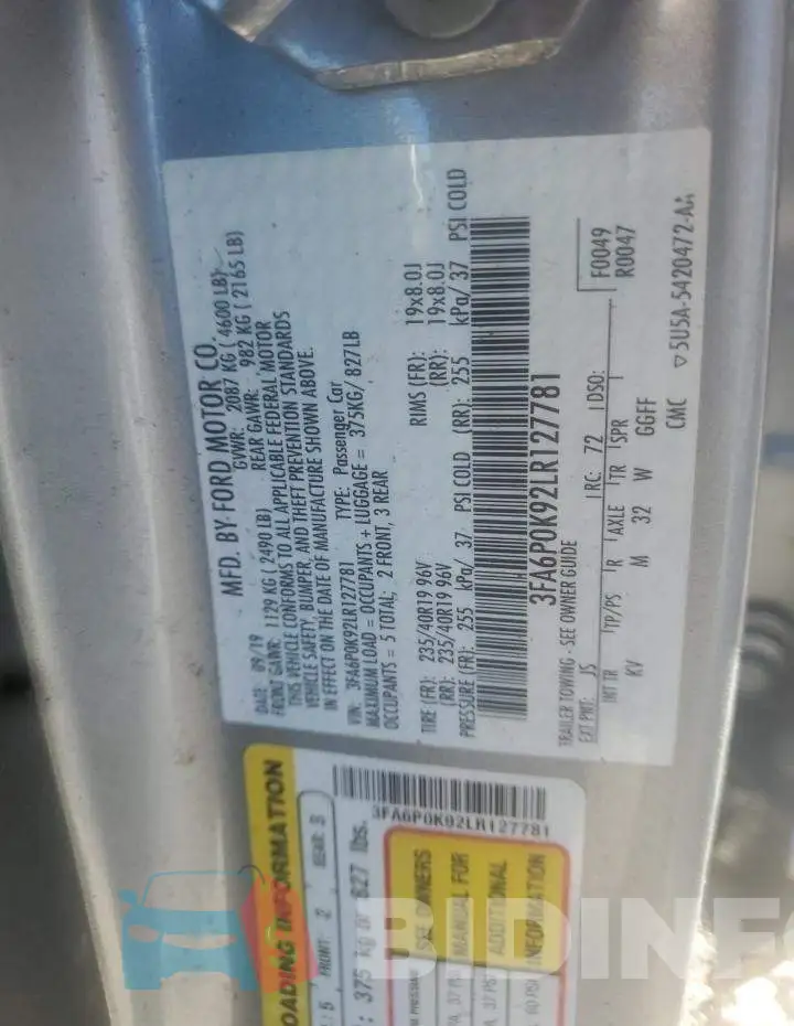3FA6P0K92LR127781 Photo# 10