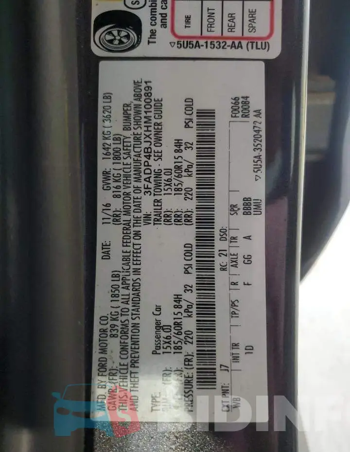 3FADP4BJXHM100891 Photo# 12