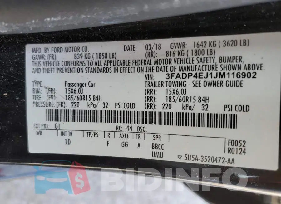 3FADP4EJ1JM116902 Photo# 13
