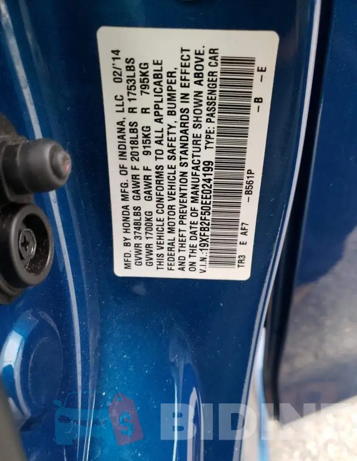 19XFB2F50EE024199 Photo# 10