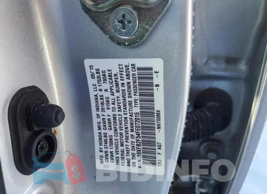 19XFB2F54FE072015 Photo# 12