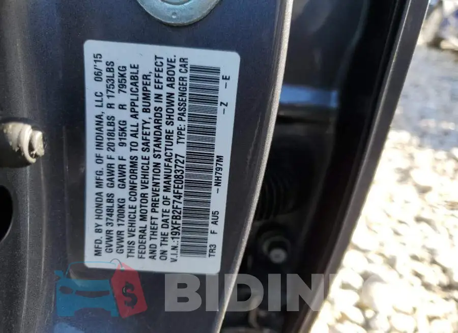 19XFB2F74FE083727 Photo# 12