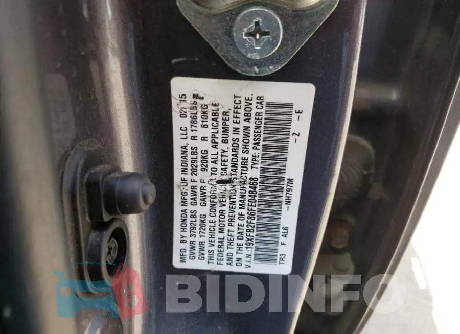 19XFB2F86FE048468 Photo# 10