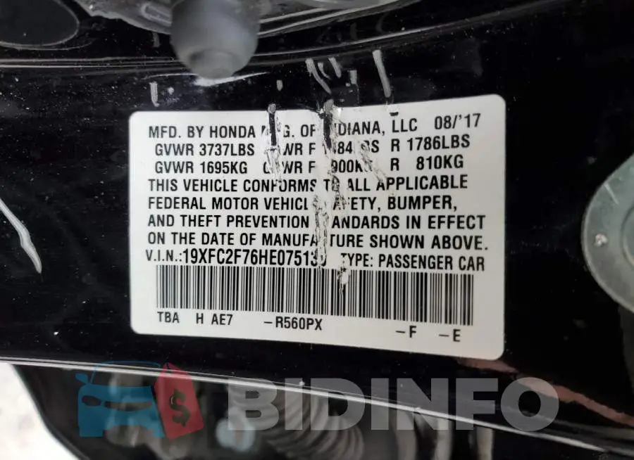 19XFC2F76HE075130 Photo# 12