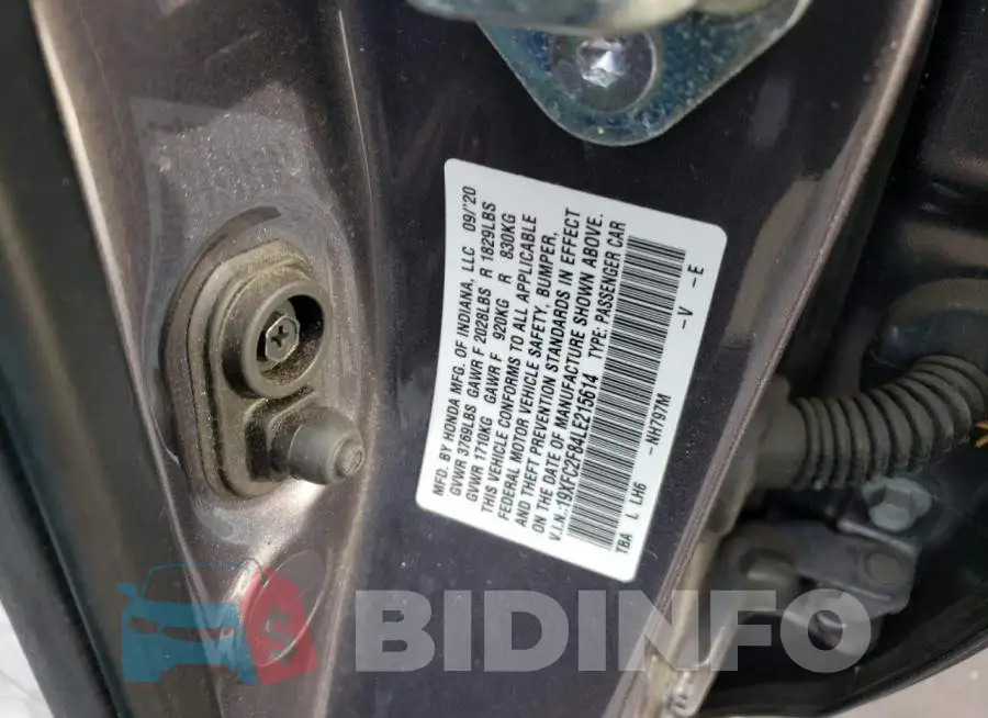 19XFC2F84LE215614 Photo# 12
