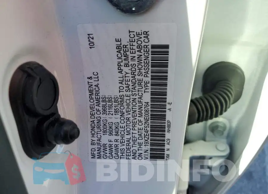 19XZE4F52NE008764 Photo# 12