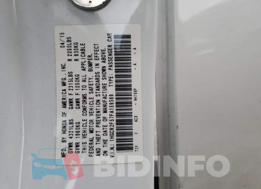 1HGCR2F57FA159569 Photo# 13