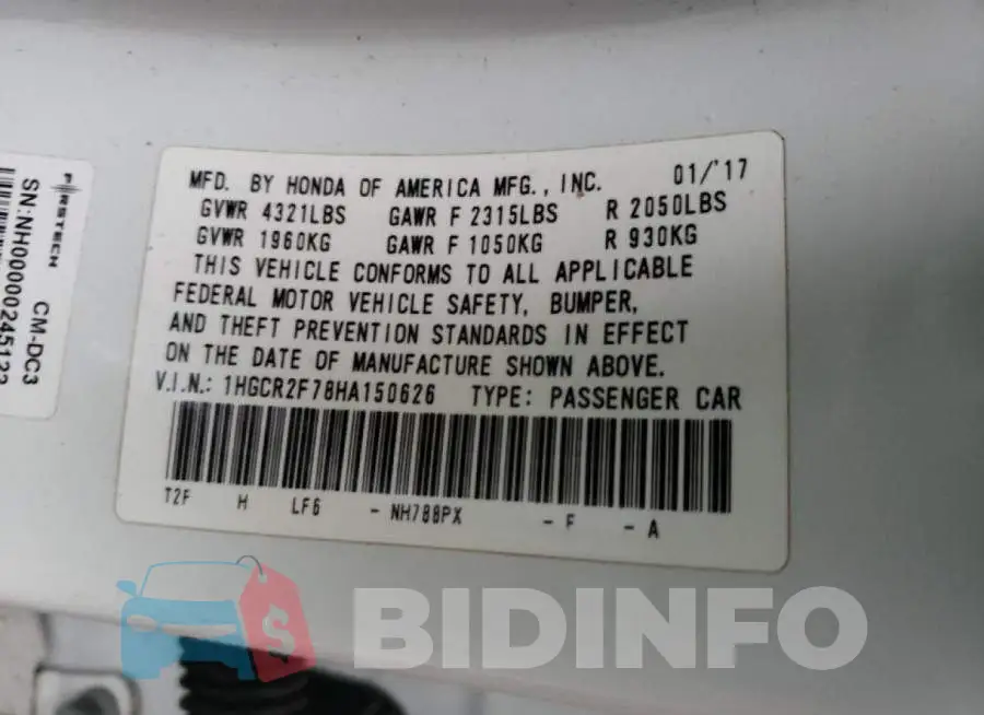 1HGCR2F78HA150626 Photo# 12