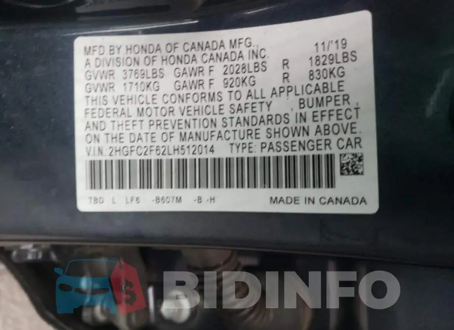 2HGFC2F62LH512014 Photo# 12