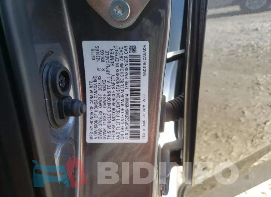 2HGFC2F86KH590814 Photo# 12