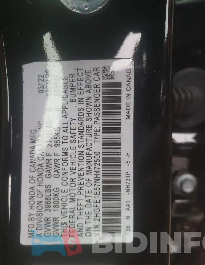 2HGFE1E57NH472500 Photo# 12