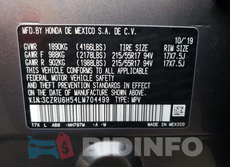 3CZRU6H54LM704499 Photo# 13