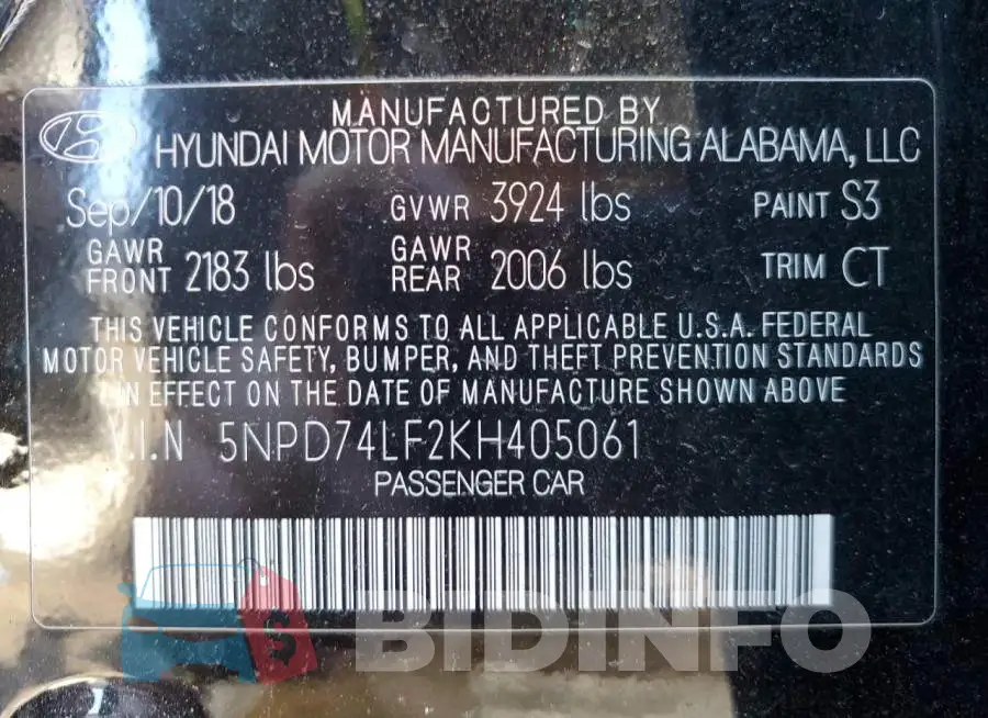 5NPD74LF2KH405061 Photo# 13