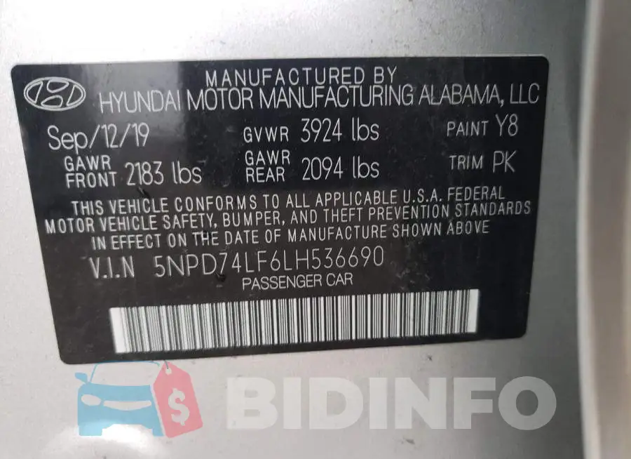 5NPD74LF6LH536690 Photo# 12