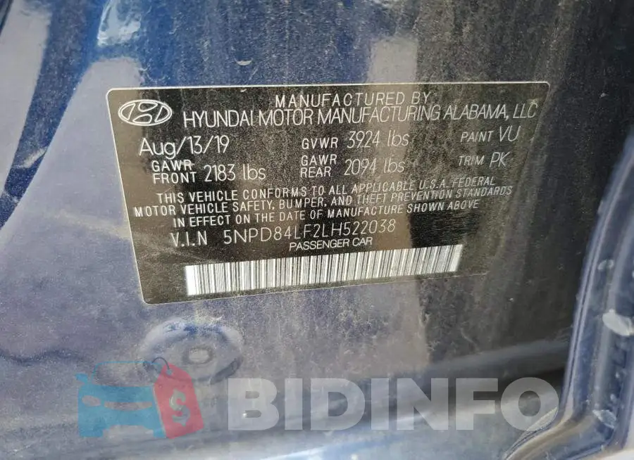 5NPD84LF2LH522038 Photo# 10