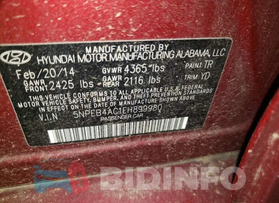 5NPEB4AC1EH899980 Photo# 12