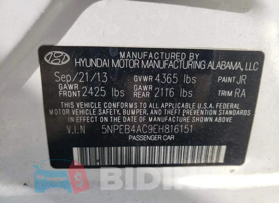 5NPEB4AC9EH816151 Photo# 12