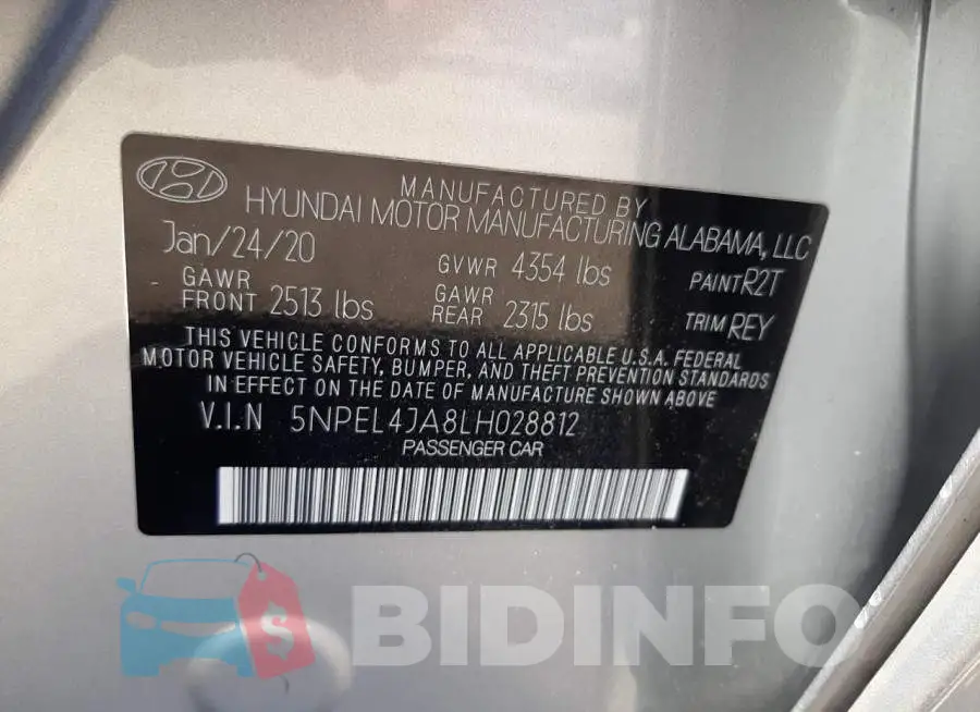 5NPEL4JA8LH028812 Photo# 12