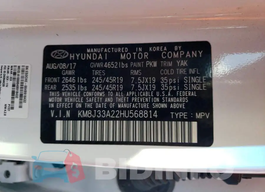 KM8J33A22HU568814 Photo# 13