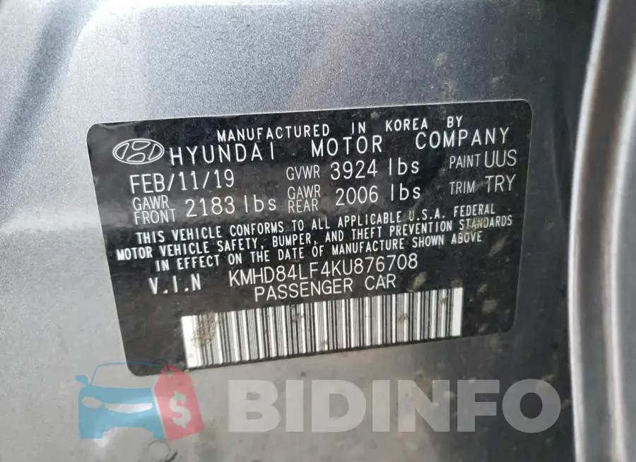 KMHD84LF4KU876708 Photo# 12