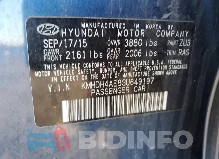 KMHDH4AE8GU649197 Photo# 12