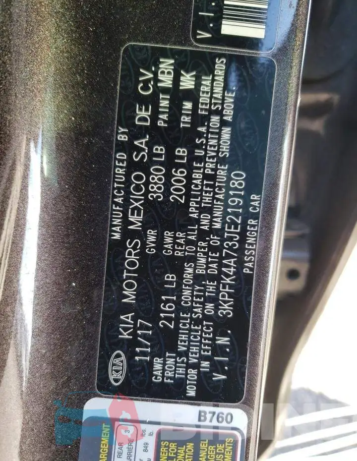 3KPFK4A73JE219180 Photo# 12